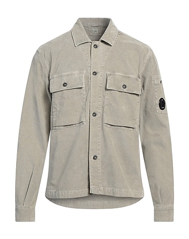 C.P. COMPANY Solid colour shirt Grey 97% Cotton, 3% Elastane