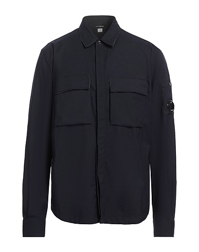 C.P. COMPANY Solid colour shirt Midnight blue 55% Polyester, 44% Wool, 1% Elastane