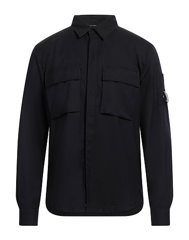 C.P. COMPANY Solid colour shirt Black 55% Polyester, 44% Wool, 1% Elastane