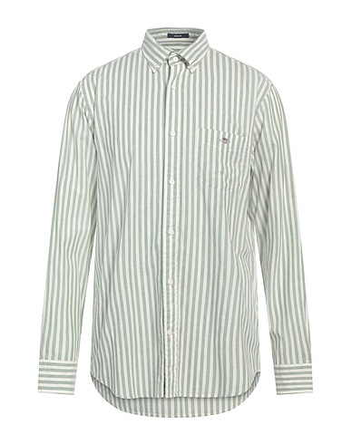 GANT Striped shirt Sage green 70% Cotton, 30% Linen