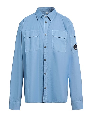 C.P. COMPANY Einfarbiges Hemd Blaugrau 100% Baumwolle
