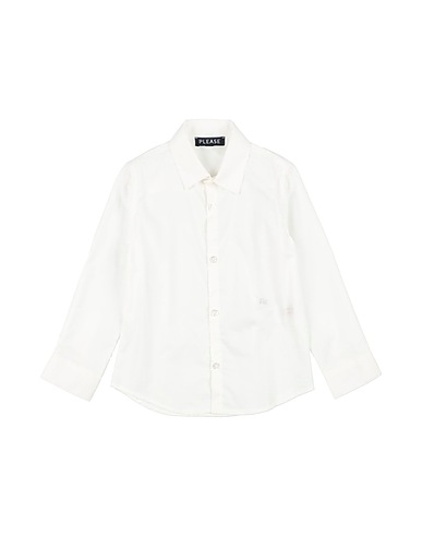 PLEASE Camicia tinta unita Bianco 97% Cotone, 3% Elastan