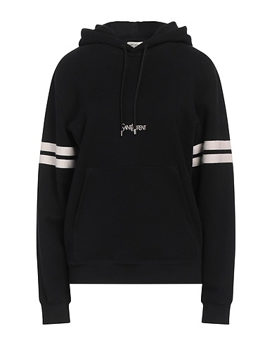 SAINT LAURENT Hooded sweatshirt Black 100% Cotton, Elastane, Acrylic, Wool, Viscose