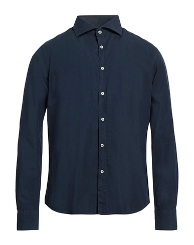 ROSSOPURO Solid color shirt Midnight blue 100% Cotton
