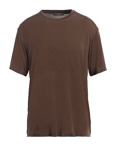 DANIELE FIESOLI Basic T-Shirt Brown 89% Cupro, 11% Elastane