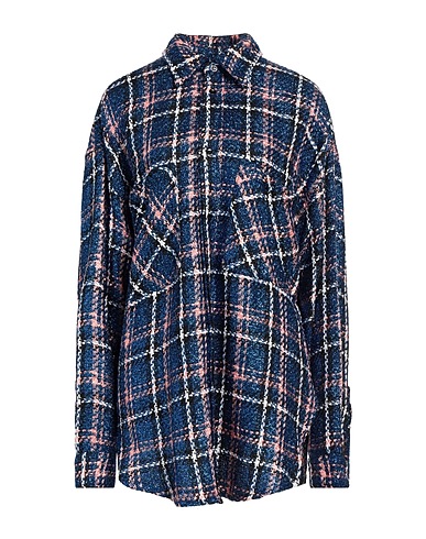 FAITH CONNEXION Checked shirt Blue 27% Viscose, 21% Metallic Polyester, 20% Polyester, 20% Synthetic fibers, 12% Cotton