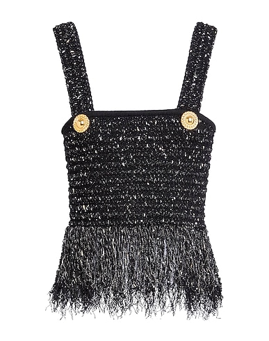 BALMAIN Top Black 43% Viscose, 23% Polyester, 19% Polyamide, 13% Cotton, 2% Metallic Polyester