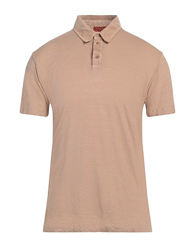 DANIELE FIESOLI Polo shirt Light brown 97% Linen, 3% Elastane