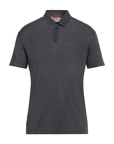 DANIELE FIESOLI Polo shirt Charcoal 97% Linen, 3% Elastane