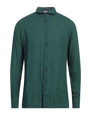 PAOLO PECORA Linen shirt Dark green 100% Linen
