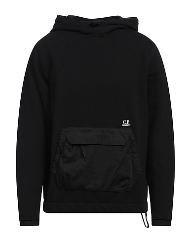 C.P. COMPANY Hooded track jacket  Black 100% Cotton, Elastane