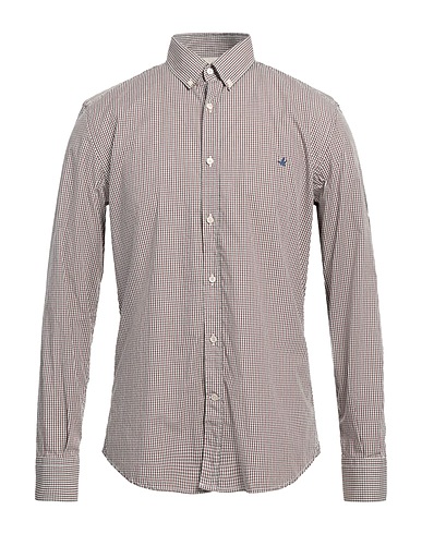 BROOKSFIELD チェック柄シャツ ボルドー コットン 100%