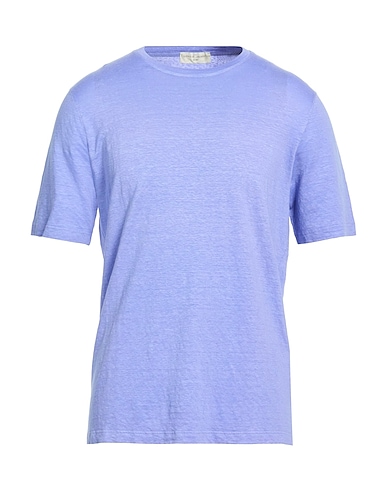 FILIPPO DE LAURENTIIS Basic T-Shirt Purple 97% Linen, 3% Elastane