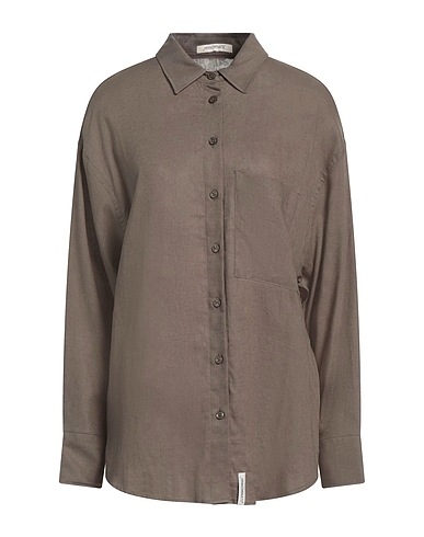 HINNOMINATE Camisa de lino Verde militar 55% Lino, 45% Viscosa