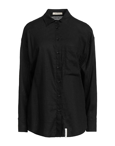 HINNOMINATE Camisa de lino Negro 55% Lino, 45% Viscosa