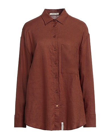 HINNOMINATE Linen shirt Brown 55% Linen, 45% Viscose