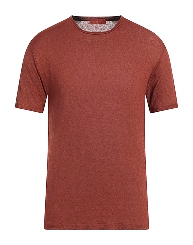 DANIELE FIESOLI Camiseta básica Marrón 97% Lino, 3% Elastán