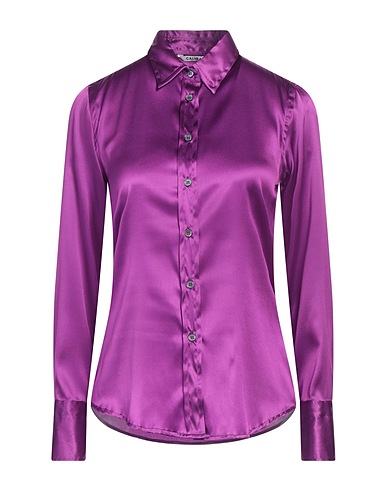 CALIBAN Solid colour shirts & blouses Purple 93% Silk, 7% Elastane