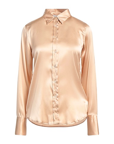 CALIBAN Solid color shirts & blouses Beige 93% Silk, 7% Elastane