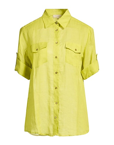 ANTONELLI Solid colour shirts & blouses VERDE LIME 100% Ramie