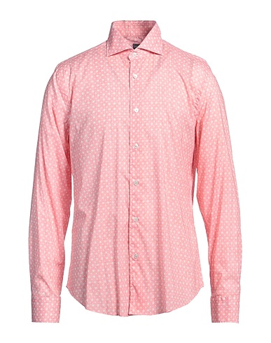 FEDELI Patterned shirt Pink 95% Cotton, 5% Elastane