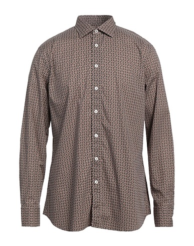 LARDINI Patterned shirt Black 97% Cotton, 3% Elastane