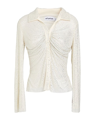 SELF-PORTRAIT Solid colour shirts & blouses Beige 95% Polyester, 5% Elastane