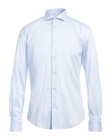BRIAN DALES Solid colour shirt Sky blue 80% Cotton, 15% Polyamide, 5% Elastane