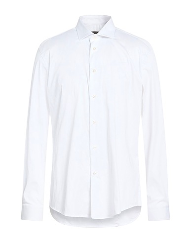 BRIAN DALES Solid colour shirt White 80% Cotton, 15% Polyamide, 5% Elastane