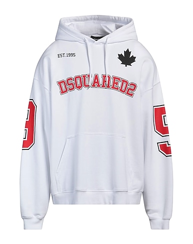 DSQUARED2 Hooded track jacket  White 100% Cotton, Elastane