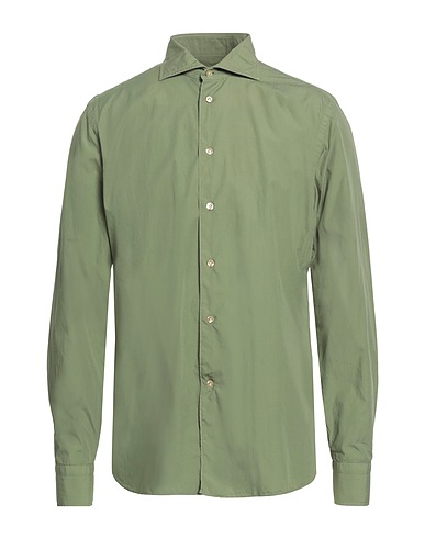 BORRIELLO NAPOLI Camicia tinta unita Verde militare 100% Cotone