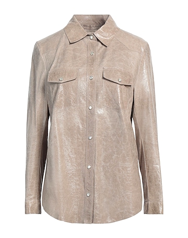 SALVATORE SANTORO Camisas y blusas lisas Gris 100% Piel de ovino