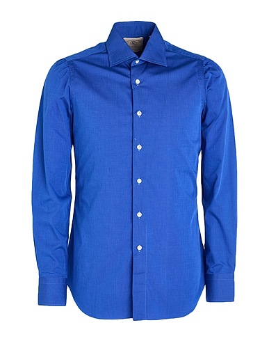ROSSOPURO Camicia tinta unita Blu 100% Cotone