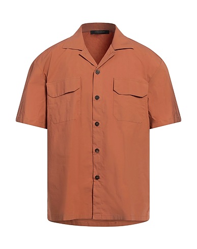 MESSAGERIE Solid color shirt Tan 97% Cotton, 3% Elastane