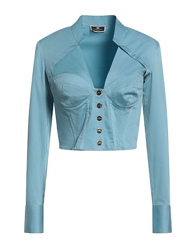 ELISABETTA FRANCHI Solid color shirts & blouses 98% Cotton, 2% Elastane