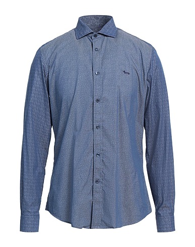 HARMONT & BLAINE Patterned shirt Navy blue 100% Cotton