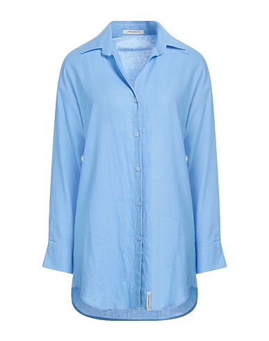 HINNOMINATE Linen shirt Light blue 55% Linen, 45% Viscose