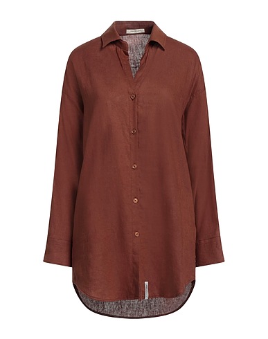 HINNOMINATE Camicia in lino Marrone 55% Lino, 45% Viscosa