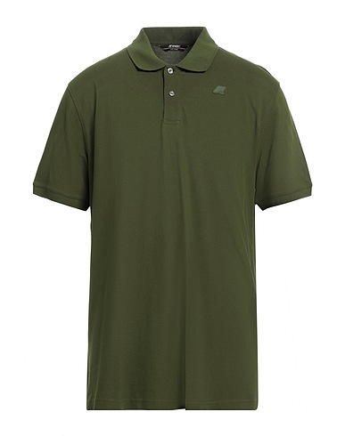 K-WAY Polo shirt Military green 95% Cotton, 5% Elastane