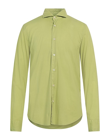 FEDELI Camicia tinta unita Verde chiaro 95% Cotone, 5% Elastan