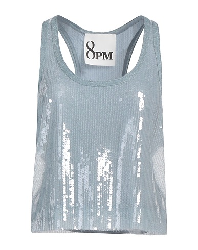 8PM Top Light blue 100% Polyester, Cotton, Metal