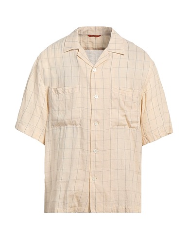 BARENA Checked shirt Beige 82% Linen, 17% Lyocell, 1% Cotton