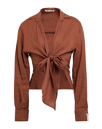 HINNOMINATE Linen shirt Brown 55% Linen, 45% Viscose