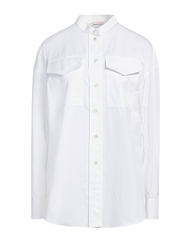 MCQUEEN Solid colour shirts & blouses White 100% Cotton