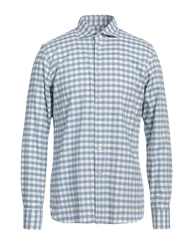 BORRIELLO NAPOLI チェック柄シャツ ライトブルー コットン 100%