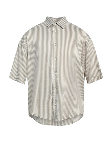 AMI ALEXANDRE MATTIUSSI Striped shirt Sage green 82% Viscose, 18% Silk