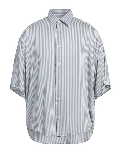 AMI ALEXANDRE MATTIUSSI Camicia a righe Celeste 82% Viscosa, 18% Seta