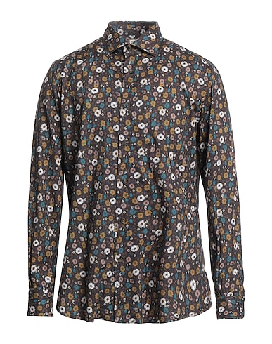 MAZZARELLI Patterned shirt Dark brown 100% Cotton