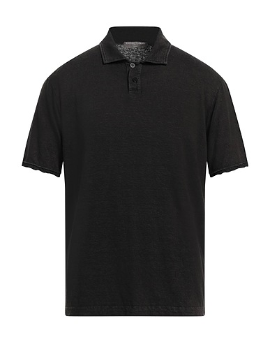 DANIELE FIESOLI Polo shirt Charcoal 92% Linen, 8% Elastane