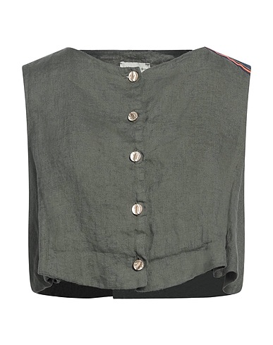 ALESSIA SANTI Top Military green 100% Linen